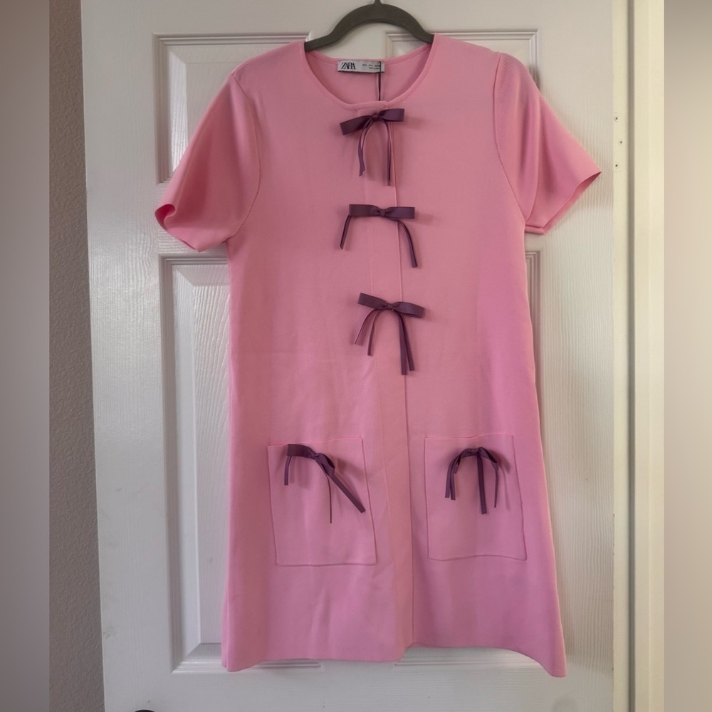 NWT Zara Pink Viscose Blend Knit Mini Dress size L